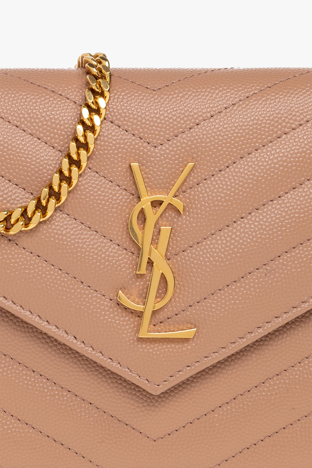 Beige 'Cassandre' wallet on chain Saint Laurent